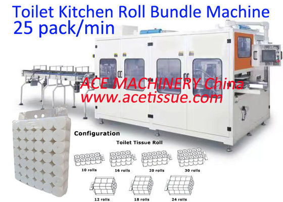 Machine d'emballage de papier tissé entièrement automatique d'emballage multi toilette rouleau serviette de cuisine dans un sac en PE préfabriqué